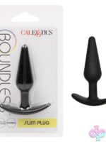 Boundless Slim Plug tapered black silicone anal plug by California Exotic Novelties