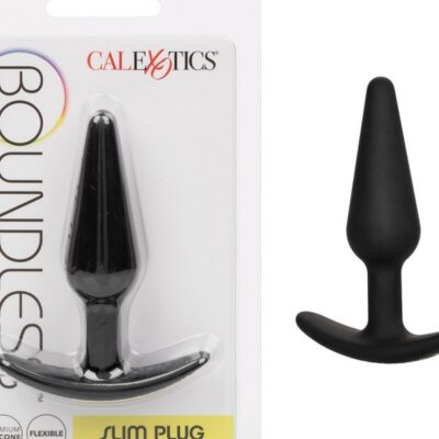 Boundless Slim Plug tapered black silicone anal plug by California Exotic Novelties
