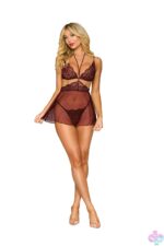 Bralette, Babydoll Skirt, and G-String Dmnd - One Size - Cherry Lacquer