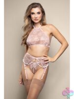 Bralette, Garter Belt & Crotchless Pearl G-String