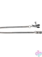 Broad Tip Adjustable Nipple Clamp with Jewel Chain – Silver - Image 2