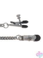 Broad Tip Adjustable Nipple Clamp with Jewel Chain – Silver - Image 3
