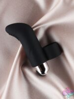 Brook 10-mode bullet vibrator with textured finger sleeve in black and purple