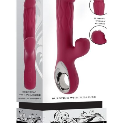 Purple inflatable dual rabbit vibrator with chrome-ringed handle by Evolved Novelties