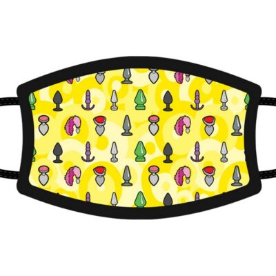 Yellow novelty printed face mask with bold pattern by Wood Rocket