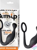 Bendable black silicone P-spot cock ring and plug by Nasstoys