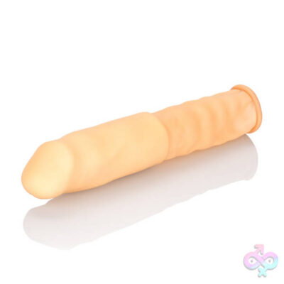 4 inch latex extension ivory beige roll-down sleeve by CalExotics