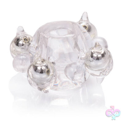 Basic Enhancer Ring With Bead by CalExotics — clear stretchy cock ring with pleasure beads