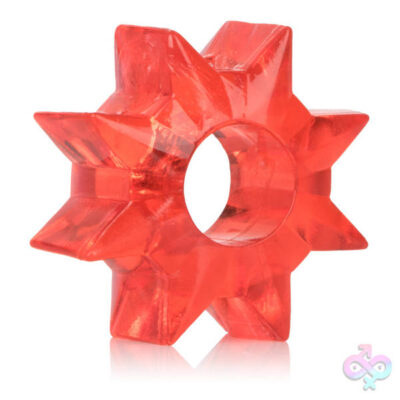 Essentials Red 4-Pack Bondage Cock Rings by CalExotics — assorted stretchy enhancer shapes