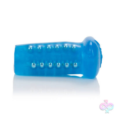 Beaded Masturbator blue textured stroker by CalExotics — discreet male pleasure toy