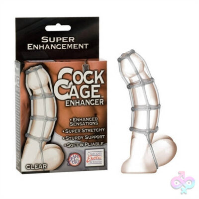 Cock Cage Enhancer Clear by CalExotics — stretchy TPR cock cage with dual ball ring support
