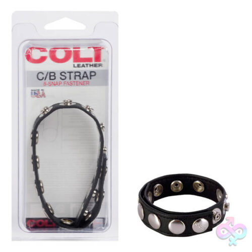 CalExotics Sex Toys - Colt 8 Snap Fastener Leather Strap - Black