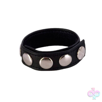 Colt Adjustable 5 Snap Leather cock ring by CalExotics in black