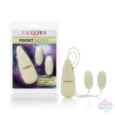 CalExotics Sex Toys - Glow-in-the-Dark Pocket Exotics Vibrating Glowing Double Bullets