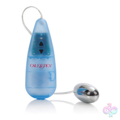 Impulse Pocket Paks Silver Bullet vibrator by CalExotics in blue with teardrop controller