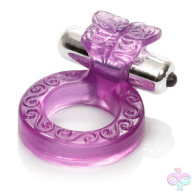 Intimate Butterfly Ring by CalExotics in purple — multi-speed vibrating cock ring with detachable butterfly stimulator