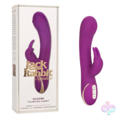 Jack Rabbit Signature Silicone Thumping Rabbit in Purple by CalExotics — dual stimulation rechargeable vibrator