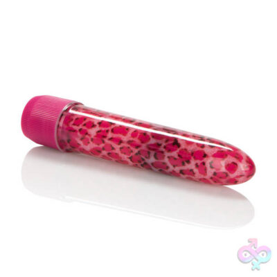 mini pink Leopard Massager Mini vibrator by CalExotics — pink curved bullet with leopard print