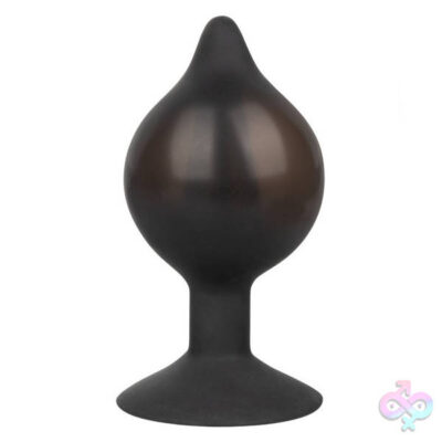 Medium Silicone Inflatable Plug by CalExotics — black expandable anal expander with suction-cup base