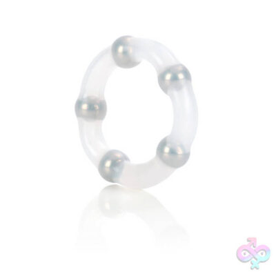 Metallic Bead Ring Stretchy Enhancer by CalExotics clear cock ring with 5 metal beads