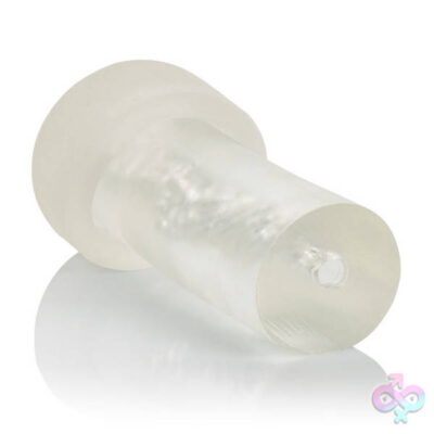 Optimum Series Automatic Smart Pump Replacement Sleeve by CalExotics — clear TPE stroker with ribbed chamber