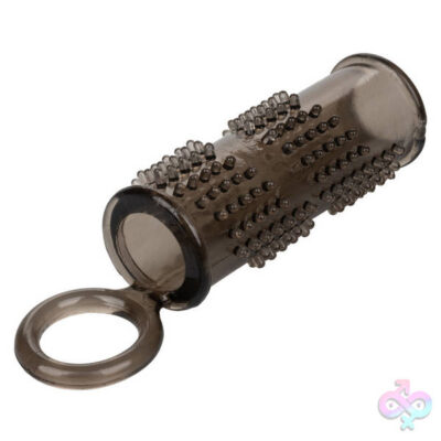 Pleasure Enhancer Black by CalExotics — textured penis extension sleeve with scrotum support ring
