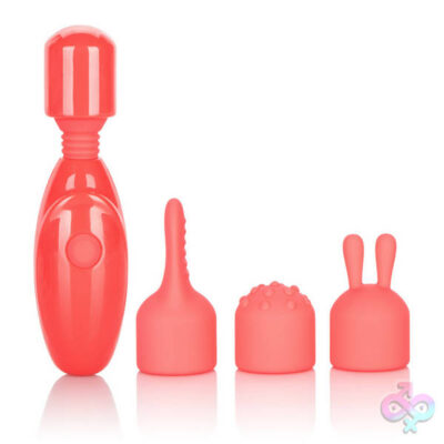 Rechargeable Massager Kit pink CalExotics bunny ear vibrator with silicone tips