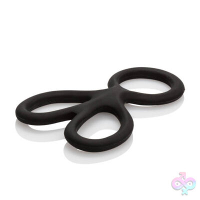 Silicone Ball Spreader black by CalExotics — phthalate-free erection enhancer with independent scrotum rings