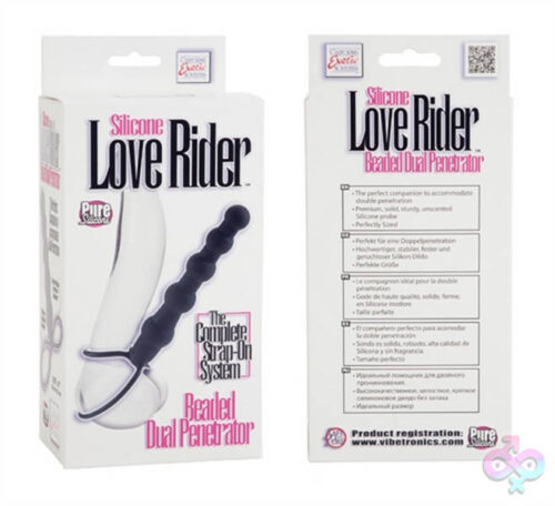 CalExotics Sex Toys - Silicone Love Rider Beaded Dual Penetrator - Black