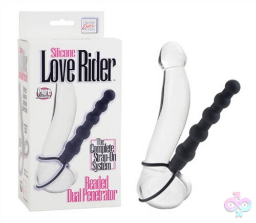 CalExotics Sex Toys - Silicone Love Rider Beaded Dual Penetrator - Black