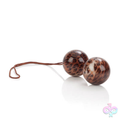 The Leopard Duo Tone Balls vibrating kegel balls by CalExotics in beige animal print
