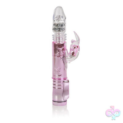Thrusting Orgasm Jack Rabbit vibrator in pink by CalExotics with dual motors and rotating bead shaft
