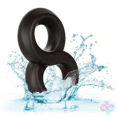 Ultra Soft Crazy 8 dual enhancer cock ring set by CalExotics in black