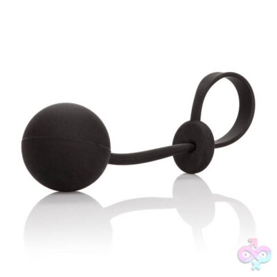Weighted Lasso Ring by CalExotics — adjustable black phthalate-free cock ring for couples