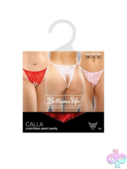 Calla Crotchless Lace Pearl Panty – Light Pink Queen - Image 3