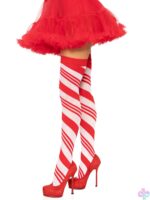 Candy Cane Thigh High - One Size - White/red - Image 2
