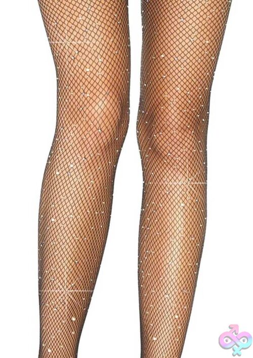 Casey Rhinestone Fishnet Suspender Pantyhose - Image 2