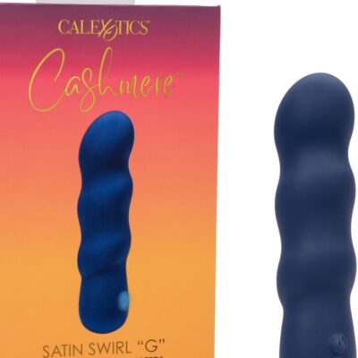 Curved blue g-spot vibrator with rippled silicone shaft by California Exotic Novelties