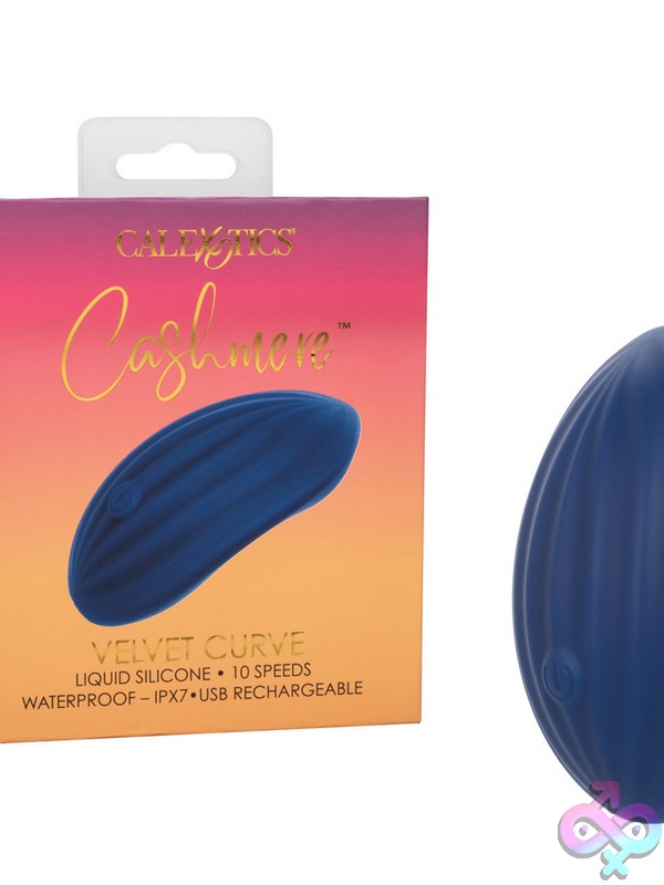 Discreet-Toys-Cashmere-Velvet-Curve-Nu-Se-4364-05-3 Cashmere Velvet Curve Flexible Ridged Silicone Handheld Massager In Blue By California Exotic Novelties
