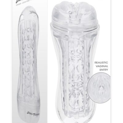 Clear vaginal stroker with vibrating C-ring and beaded inner channel by Zero Tolerance Toys