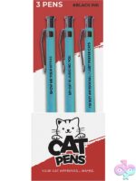 Funny cat pens 3-pack in red by Wood Rocket