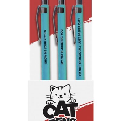 Funny cat pens 3-pack in red by Wood Rocket