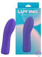 Curved purple silicone bullet vibrator with contoured shape by Luv Inc