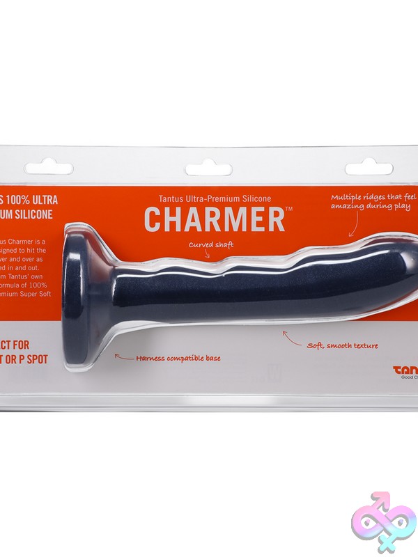 Discreet-Toys-Charmer-Sapphire-Nu-Tan-0119-52-Tc Ridged G-Spot Dildo In Sapphire Blue Silicone By Tantus