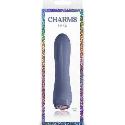 Charms Fern compact gray silicone bullet vibrator with LED heart button by Ns Novelties