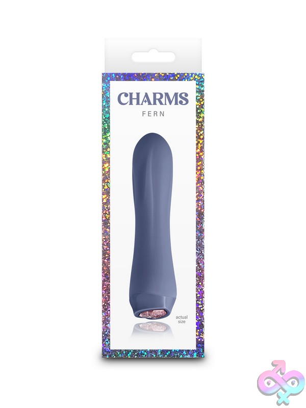 Discreet-Toys-Charms-Fern-Gray-Nu-Nsn-0218-09 Charms Fern Compact Gray Silicone Bullet Vibrator With Led Heart Button By Ns Novelties