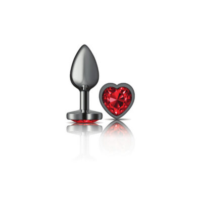 Gunmetal Metal Butt Plug with Deep Red Heart Gem by Viben — Cheeky Charms