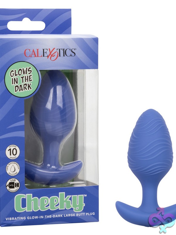 Discreet-Toys-Cheeky-Vibrating-Glow-In-The-Dark-Large-Butt-Plug-Nu-Se-0443-40-3 Large Glow-In-The-Dark Vibrating Butt Plug In Blue Silicone By California Exotic Novelties