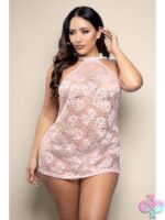 Halter Chemise & Crotchless Pearl G-String – Light Pink - Image 2