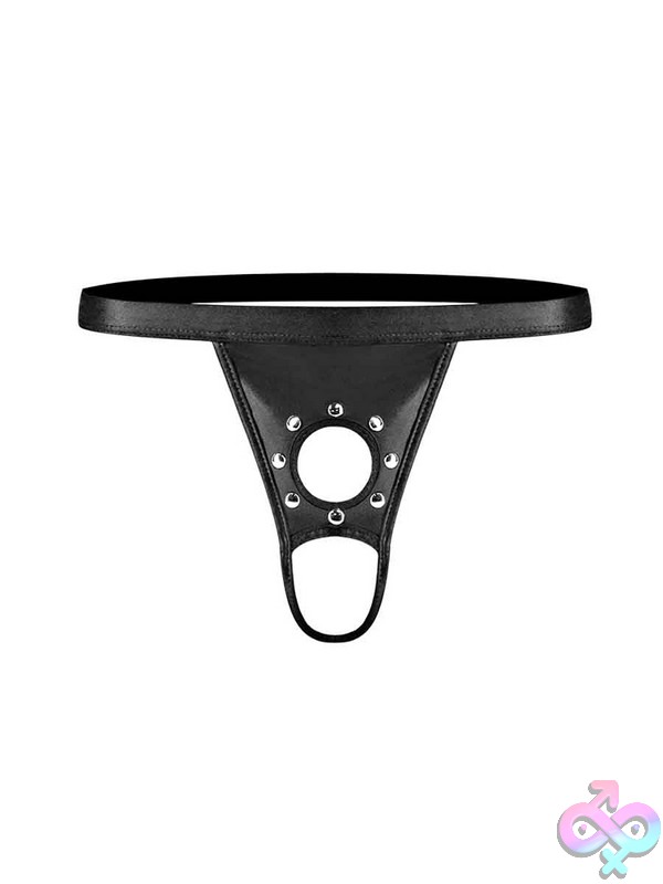 Discreet-Toys-Cire-Studded-Fetish-Apollo-Black-L-Xl-Nu-Pak117-L-Xl Open-Front Black Cire Studded Fetish Thong In L/Xl By Male Power